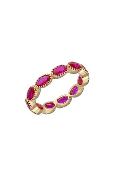 Ys Gems Lab-grown Ruby Eternity Ring In Pink