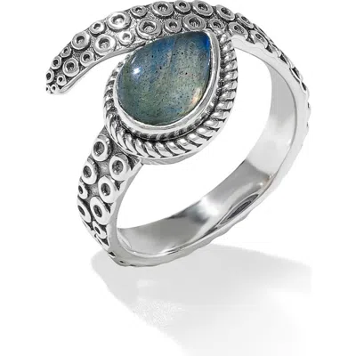 Ys Gems Labradorite Teardrop Bypass Ring In Blue