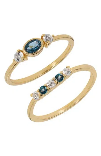 Ys Gems London Blue Topaz & White Topaz Ring