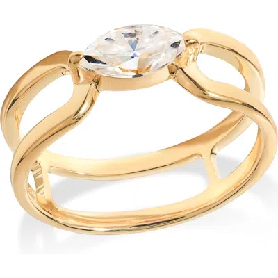 Ys Gems Marquise Crossover Ring In Gold Moissanite White