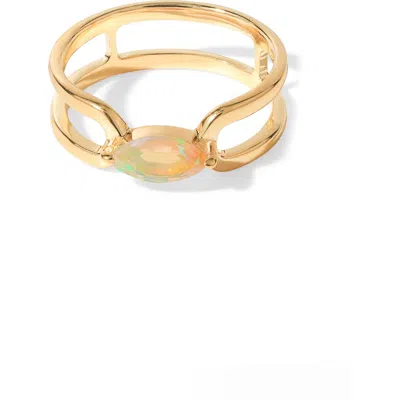 Ys Gems Marquise Crossover Ring In Gold Opal White