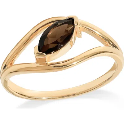 Ys Gems Marquise Lab Created Moissanite Bypass Ring In Gold Smoky Quartz Brown