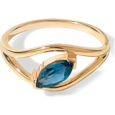 Ys Gems Marquise Lab Created Moissanite Bypass Ring In Gold Topaz Blue