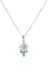 Ys Gems Moonstone & Blue Topaz Pendant Necklace In White
