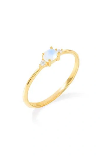 Ys Gems Moonstone & White Topaz Ring In Gold