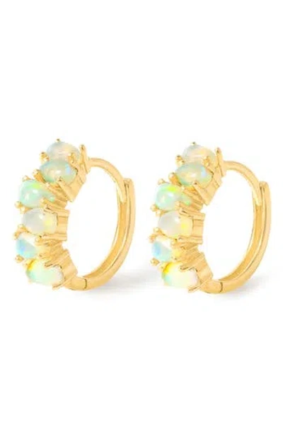Ys Gems Opal Huggie Hoop Earrings In Pink