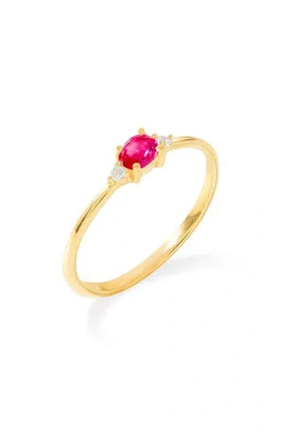 Ys Gems Oval & Round Gemstone Ring In Gold