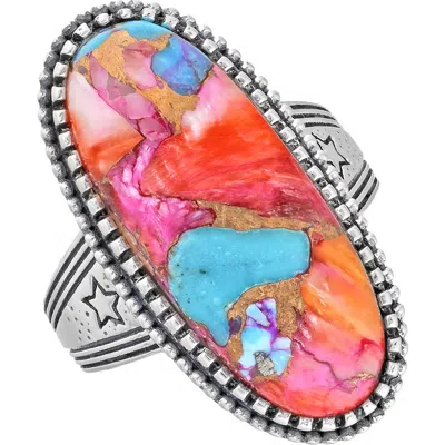Ys Gems Oval Cut Pink Turquoise Ring