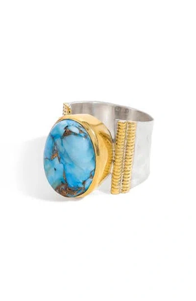 Ys Gems Oval Gemstone Ring In Blue