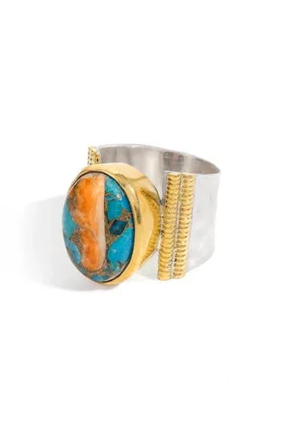 Ys Gems Oval Gemstone Ring In Orange