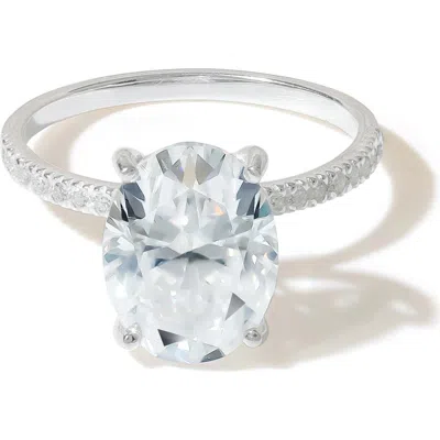 Ys Gems Oval Moissanite Pavé Ring In White