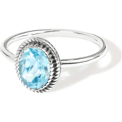 Ys Gems Oval Solitaire Ring In Blue
