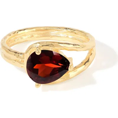 Ys Gems Pear Citrine Split Band Ring In Red
