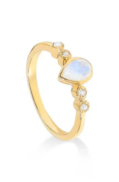 Ys Gems Pear Gemstone Ring In Gold