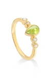 Ys Gems Pear Gemstone Ring In Gold