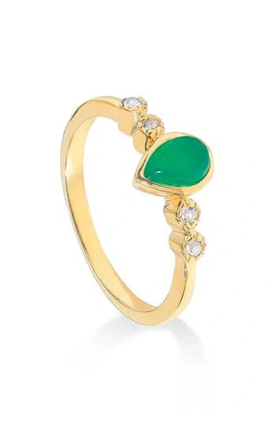 Ys Gems Pear Gemstone Ring In Gold