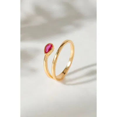 Ys Gems Pear Lab Created Moissanite Bypass Ring In Gold Ruby Red