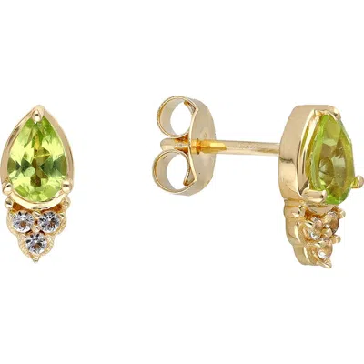 Ys Gems Peridot & White Topaz Stud Earrings In Green