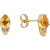 Ys Gems Peridot & White Topaz Stud Earrings In Yellow