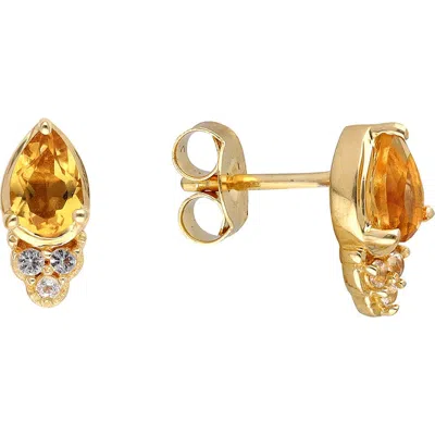 Ys Gems Peridot & White Topaz Stud Earrings In Yellow