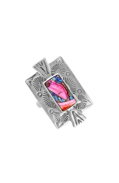 Ys Gems Pink Oyster Turquoise Ring