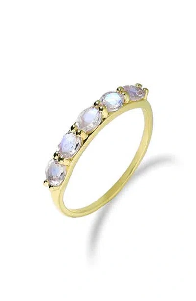 Ys Gems Rainbow Moonstone Band Ring In Blue
