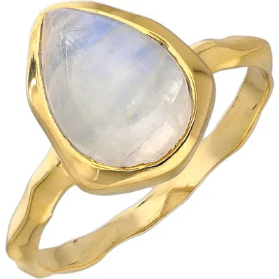 Ys Gems Rainbow Moonstone Ring In Blue