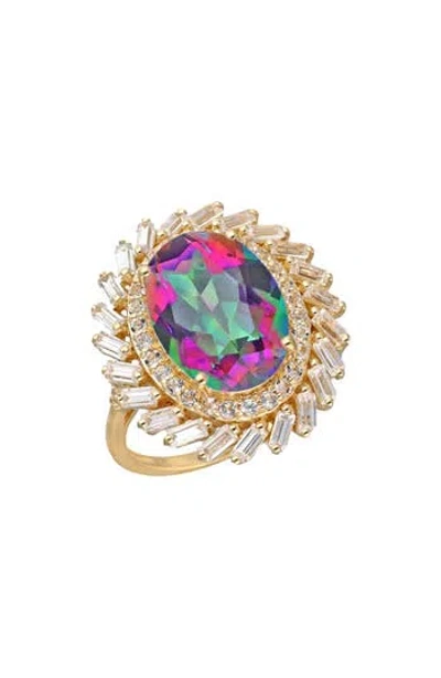 Ys Gems Rainbow Quartz Double Halo Cocktail Ring
