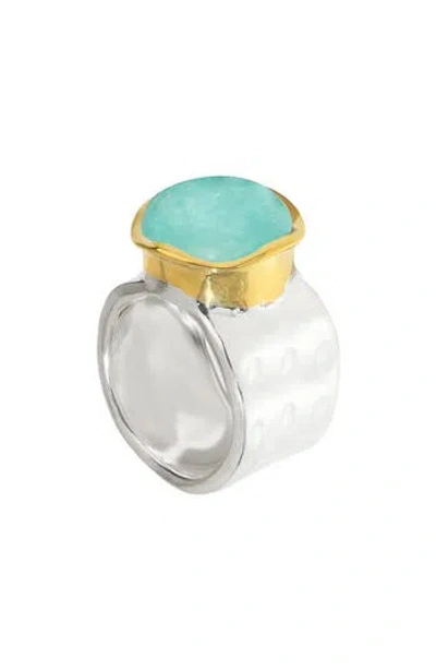 Ys Gems Semiprecious Stone Cabochon Ring In Green