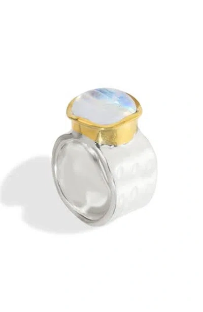 Ys Gems Semiprecious Stone Cabochon Ring In Red