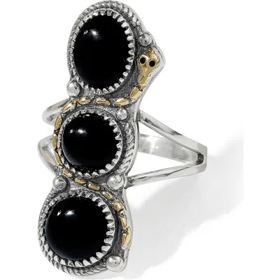 Ys Gems Silver Plate Ring In Black