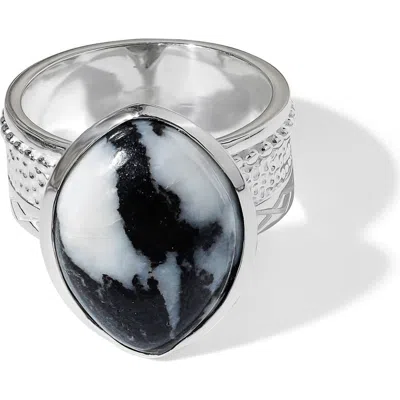 Ys Gems Silver Plate Ring In Black