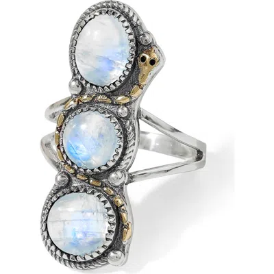 Ys Gems Silver Plate Ring In Blue