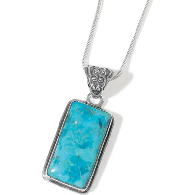 Ys Gems Silver Plated Turquoise Pendant Necklace In Blue