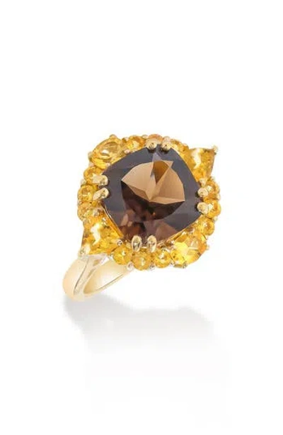 Ys Gems Smoky Quartz & Citrine Ring In Gold