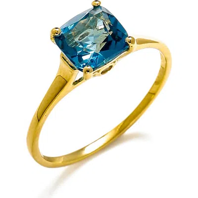 Ys Gems Square Cut London Blue Topaz Ring