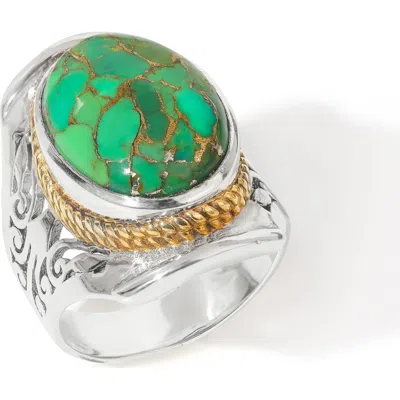 Ys Gems Stabilized Turquoise & Copper Cabochon Ring In Pink