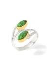 Ys Gems Stabilized Turquoise Cabochon Wrap Ring In Green