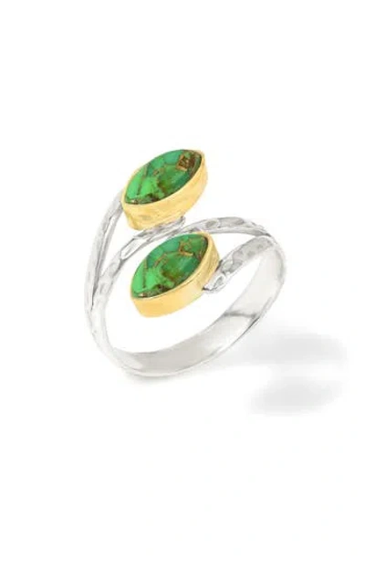 Ys Gems Stabilized Turquoise Cabochon Wrap Ring In Green