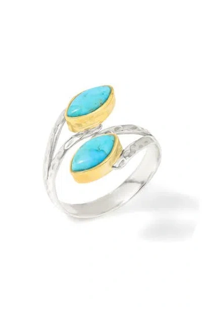 Ys Gems Stabilized Turquoise Cabochon Wrap Ring In Multi