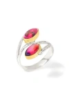 Ys Gems Stabilized Turquoise Cabochon Wrap Ring In Pink