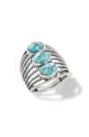 Ys Gems Stabilized Turquoise Multiband Ring In Multi