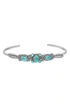 Ys Gems Sterling Silver Bezel Set Turquoise Cuff Bracelet