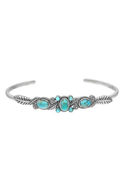 Ys Gems Sterling Silver Bezel Set Turquoise Cuff Bracelet