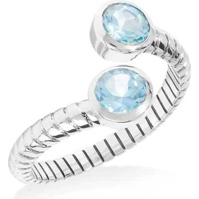 Ys Gems Sterling Silver Bypass Ring In Blue