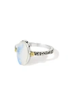 Ys Gems Sterling Silver Oval Ring In White