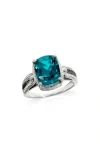 Ys Gems Sterling Silver Quartz Ring In Blue