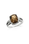 Ys Gems Sterling Silver Quartz Ring In Brown