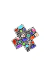 Ys Gems Sterling Silver Semiprecious Stone Cross Ring
