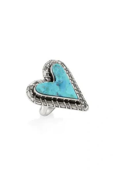 Ys Gems Sterling Silver Turquoise Heart Ring In Blue